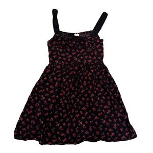 Aeropostale Black Red Floral Y2K Mini Dress Soft Grunge Romantic Sz S